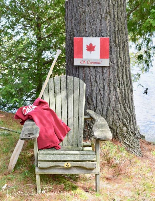 celebrating Canada Day with a hand painted Canada Flag sign using a Recreated Designs Pattern 