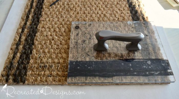 stamping a plain IKEA rug with ink