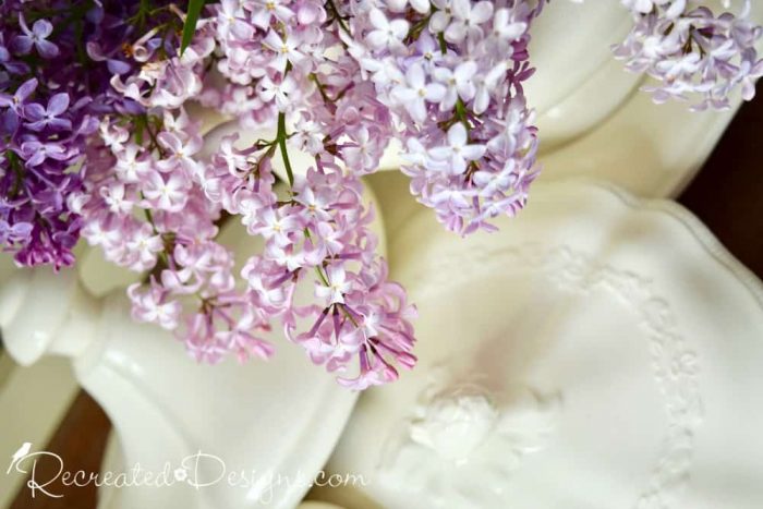 light purple lilacs and Ironstone lids