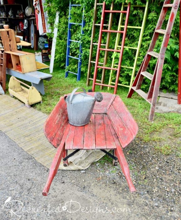 old red wheelbarrow at Finnegan's Market