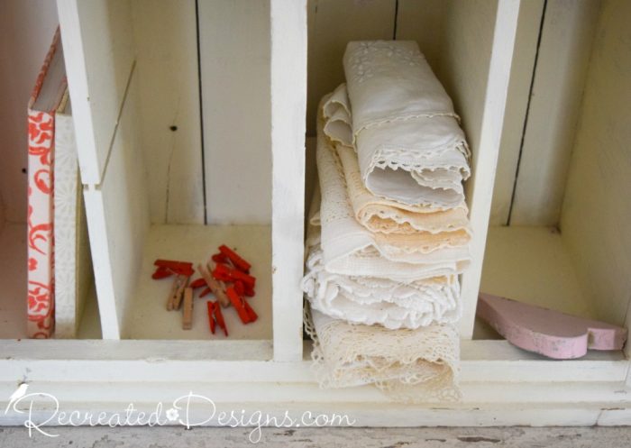 old wood cabinet with chippy paint