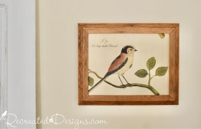 bird art in an old oak frame