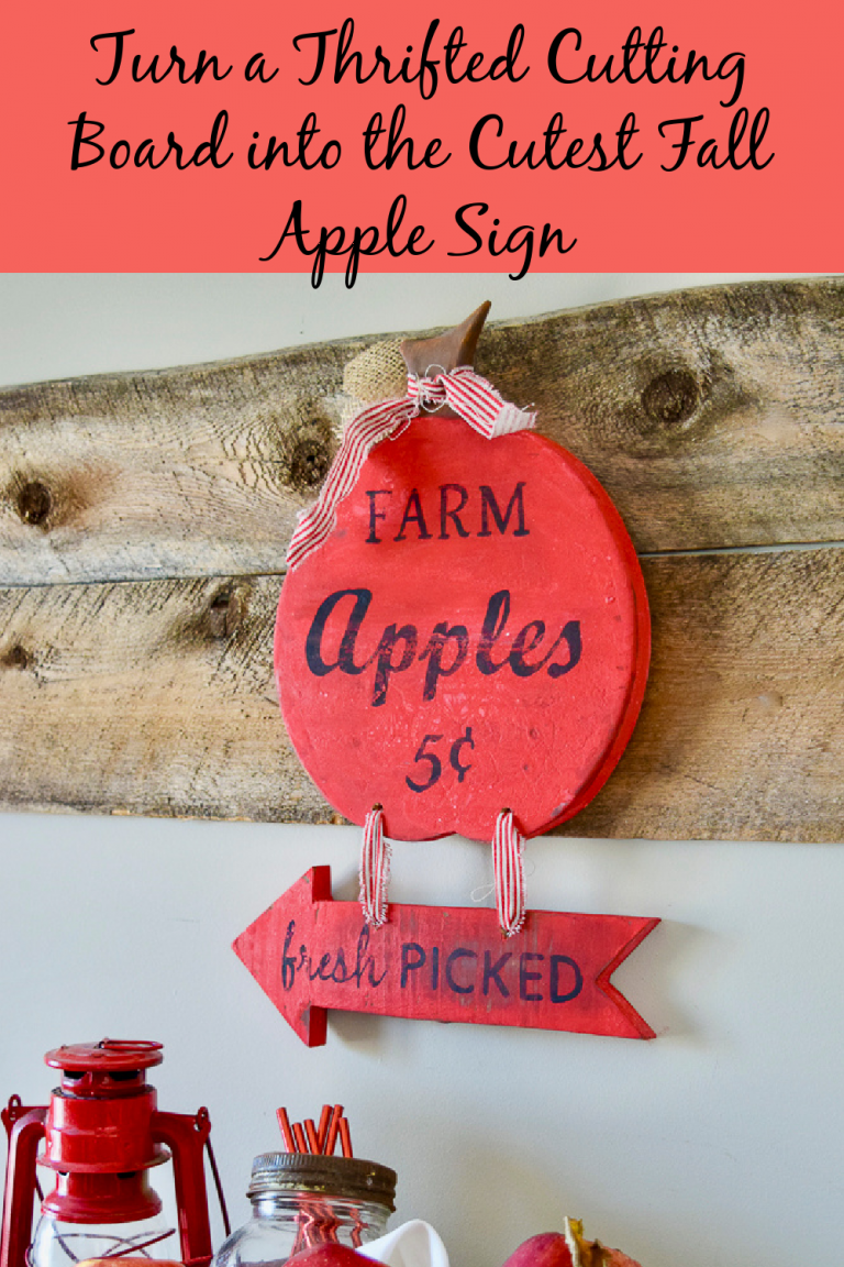 From Thrifted Cutting Board to Cute Fall Apple Sign - Recreated Designs