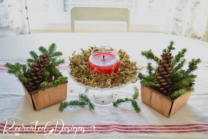 greenery on a table at the holidays