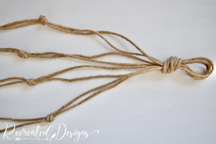knots tied into jute twine