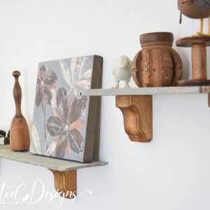 living room shelves painted with milk paint by fusion