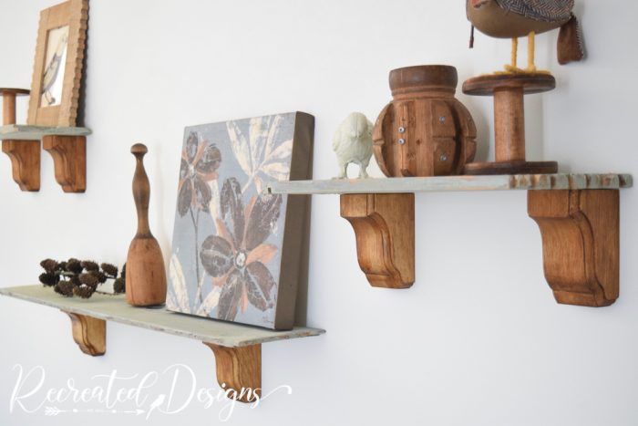 living room shelves painted with milk paint by fusion