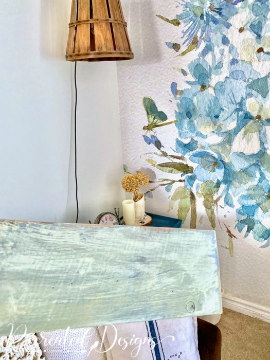 wood painted with green milk paint