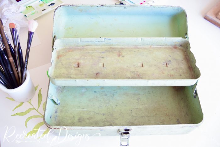 old tool box painted green