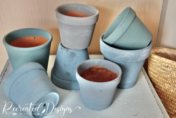 clay pots painted milk paint