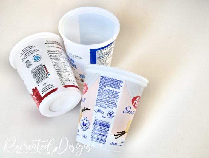 yogurt containers before painting