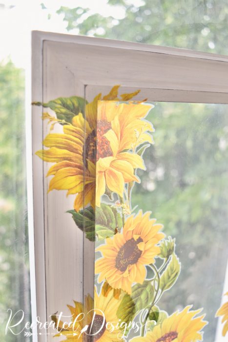 sunflower on glass frame