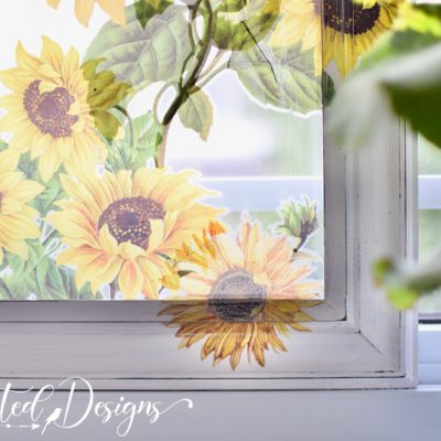 sunflower transfers on painted frame