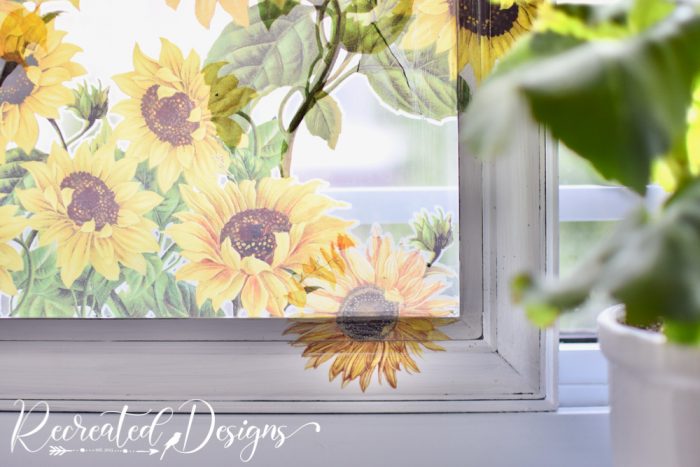 sunflower transfers on painted frame