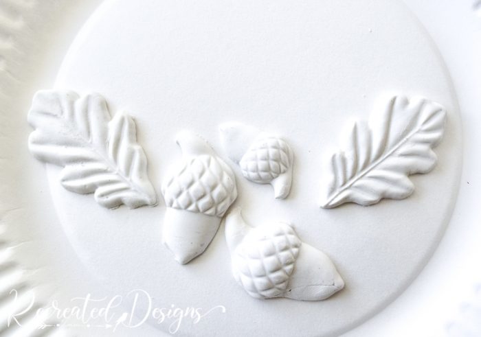 acorns and leaves out of air-dry clay
