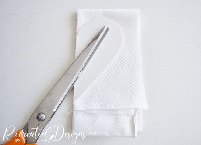 using a heart pattern to cut fabric