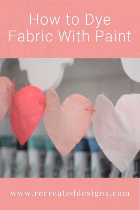 fabric hearts that were colored using paint