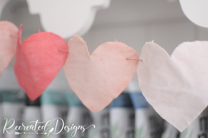 pink fabric heart garland