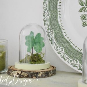 diy four-left clovers on a shelf