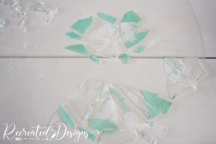 arranging broken glass