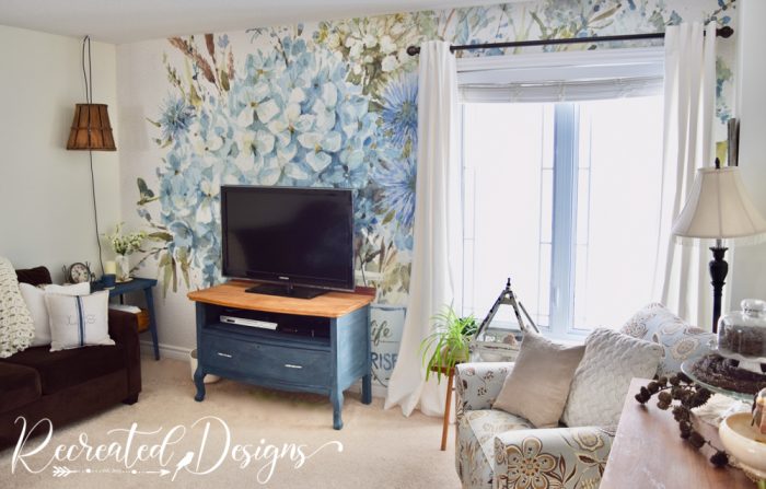 living room decorated with vintage finds