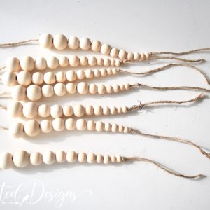 wood beads strung togther on twine