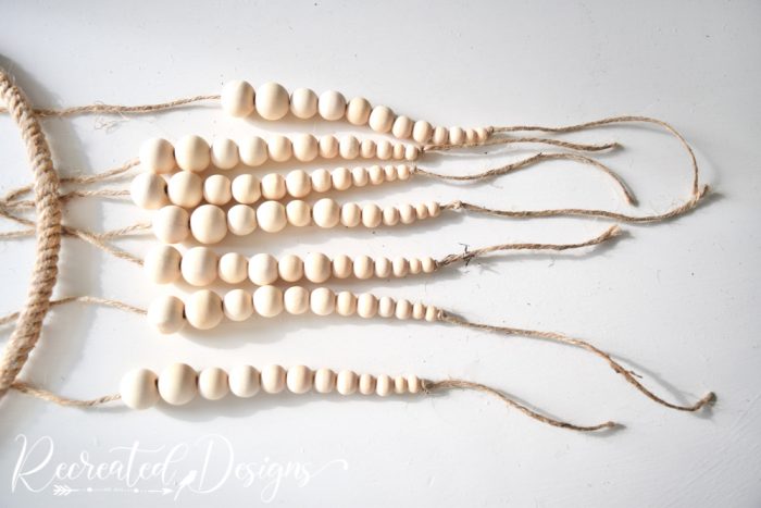 wood beads strung togther on twine