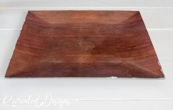 square faux wood plate