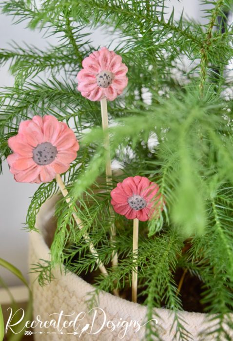 clay flowers in a pot