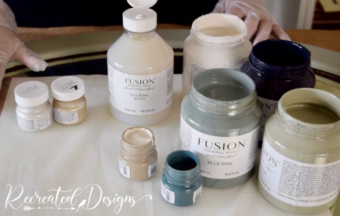 Fusion mineral paint bottles and Pouring Resin