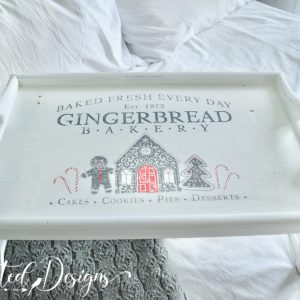 breakfast tray with Gingerbread sign