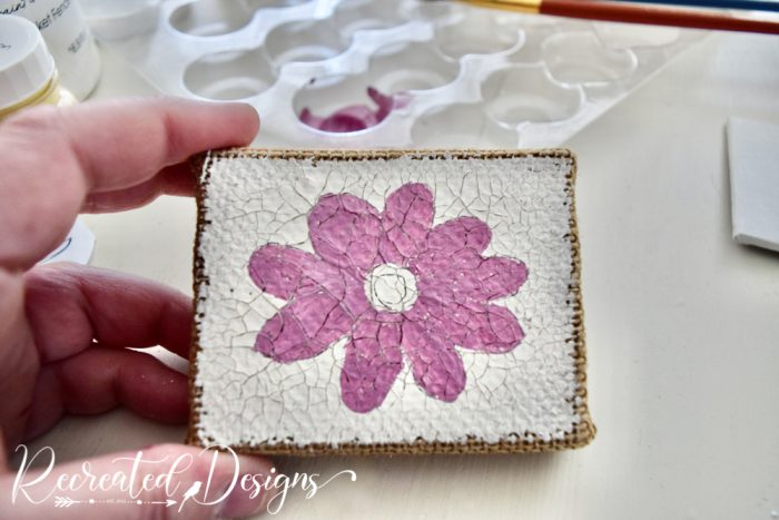 mini canvas with a pink flower