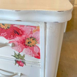 distressing on a vintage painted dresser