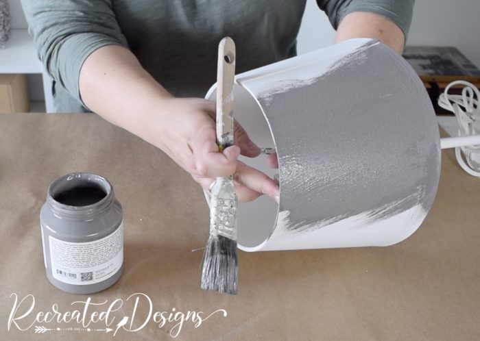 painting a lampshade with Fusion mineral paint in hazelwood