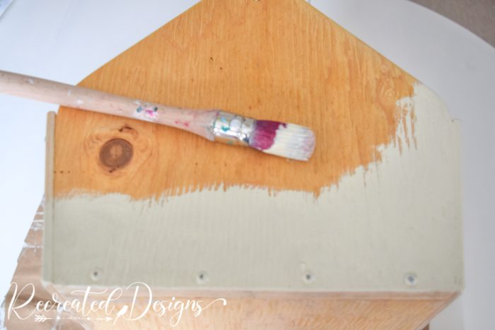 painting a wooden tool caddy with Annie Sloan Paint